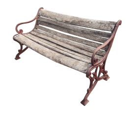 Cast iron bench with wooden planks