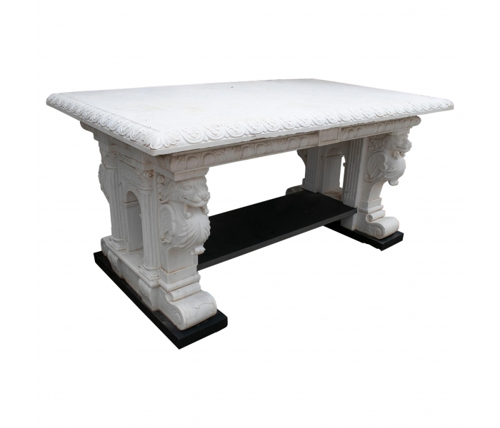 Carrara white marble table with black...