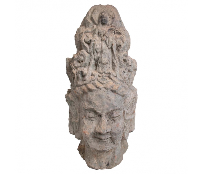 Cabeza de Buda de terracota natural
