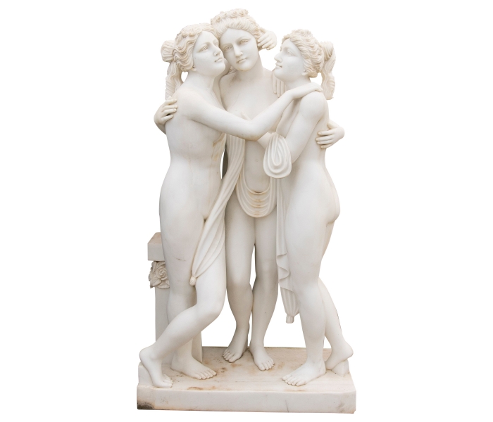 Hand Carved Three Graces in Carrara...