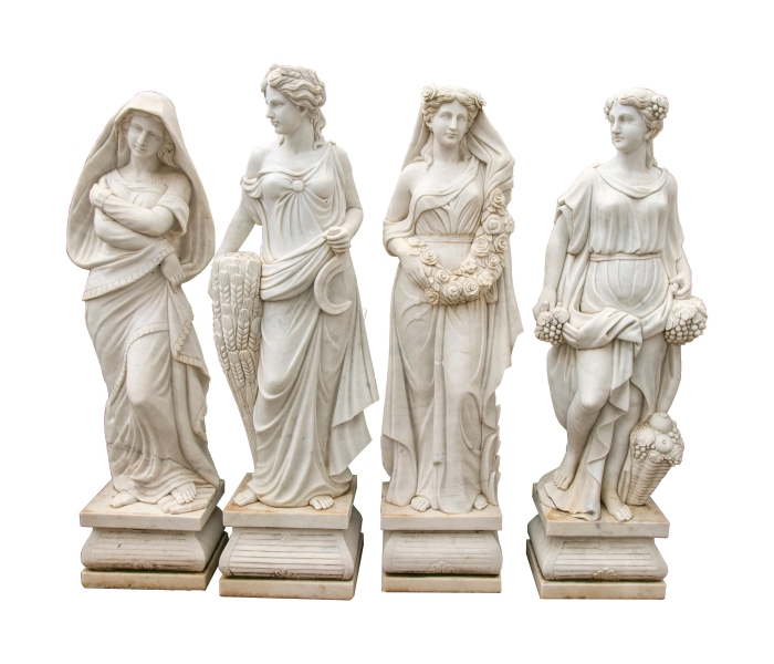 Neoclassical Hand Carved Marble Set...