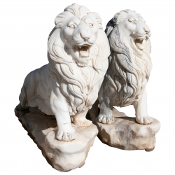 Pair of lions white marble...