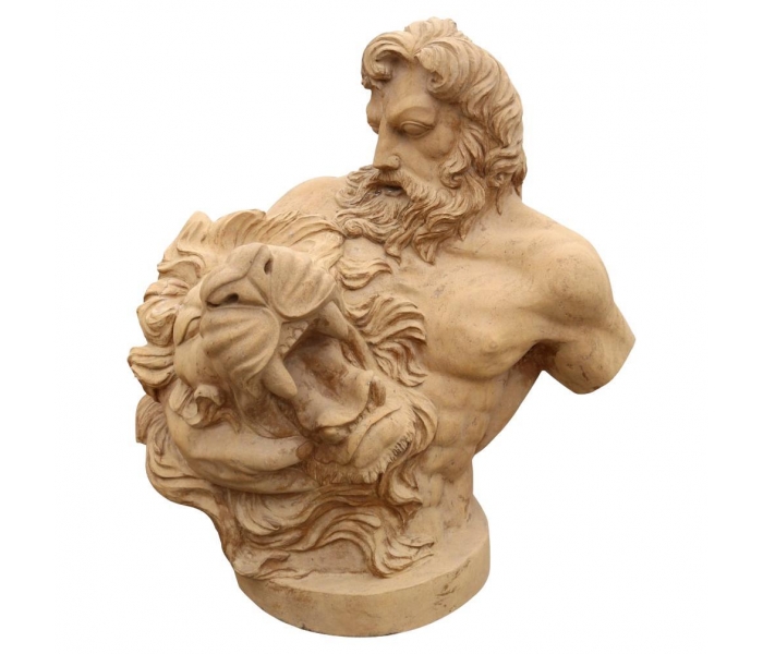 Busto de mármol de Hércules luchando...