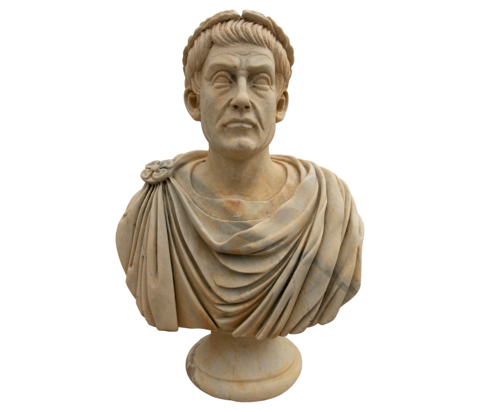 Busto de Julio César en mármol blanco...