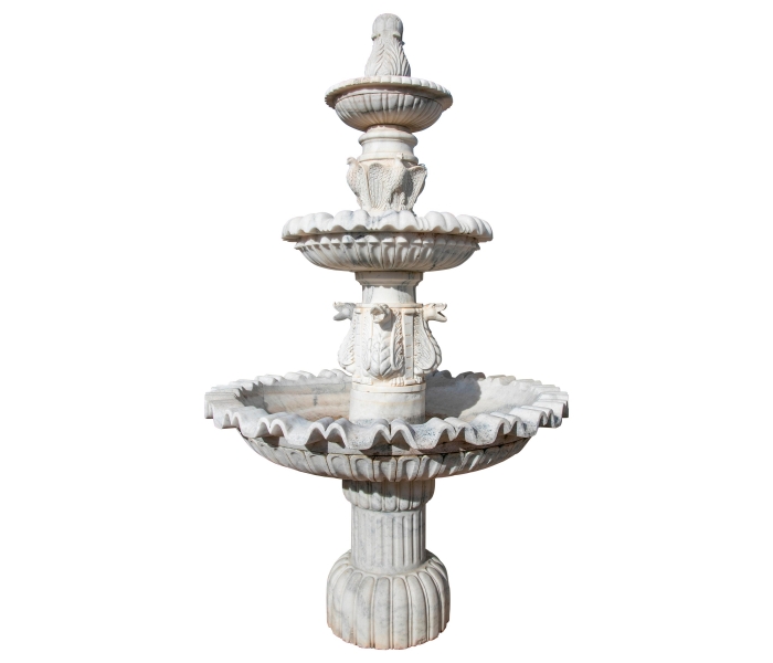 Marble White Fountain of Veined with...