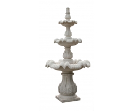 Carrara white marble 3-tier scallop shaped fountain with surround pool