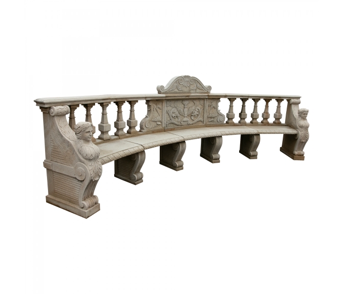 Large marble bench with sphinxes