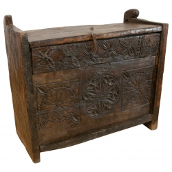 Colonial Hand-Carved Wooden...