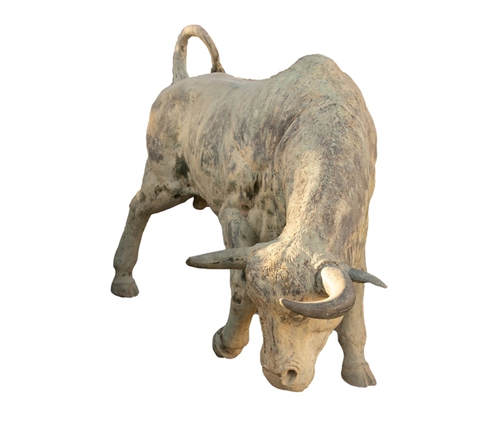 Life-size bronze bull