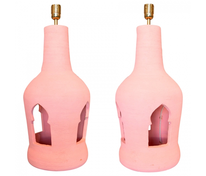Ceramic lamps painted in pink