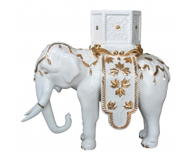 White ceramic elephant Pot sculpture signed "Bondia"