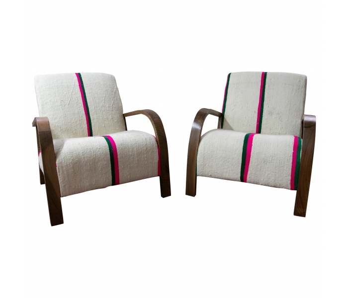 Pareja de sillones en tela de los...