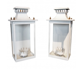 1970s Pair of Iron Wall Lamps with Bronze Auctions Painted in White