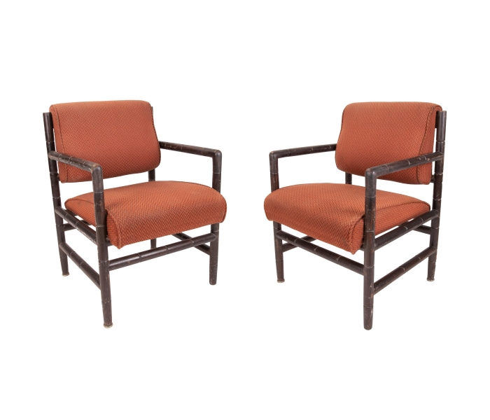 1970s Pair of Wooden Armchairs with...