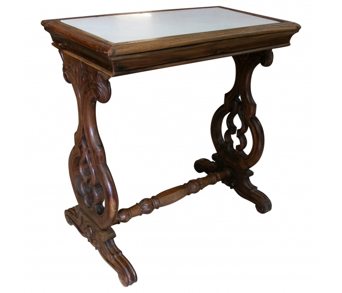 Handcarved wooden table with Inlaid...