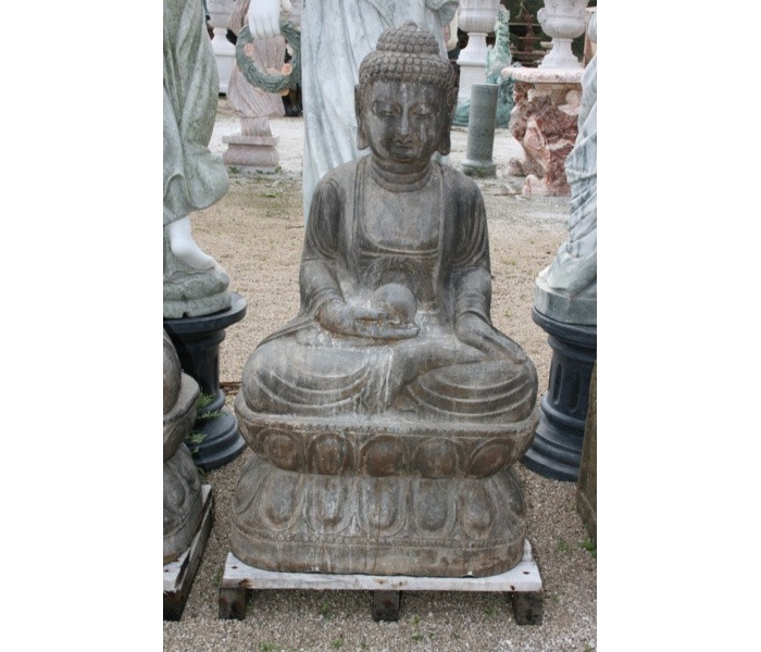 Aged black marble sitting Buddha...