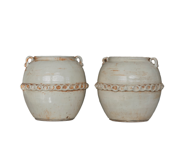 Pair of ceramic vases with handles