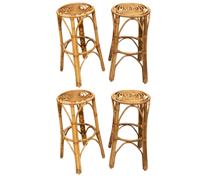 1970s Set of four handmade bamboo stools