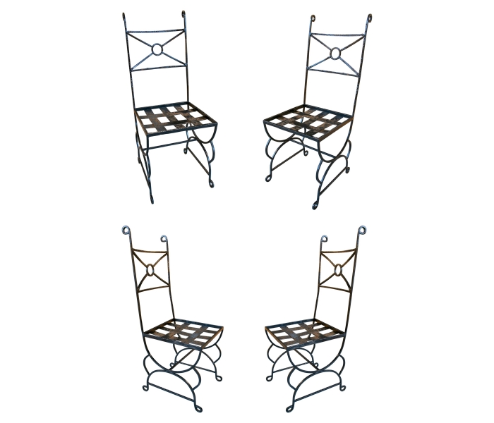 1970s Set of four spanish iron chairs...