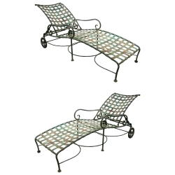 1980s Pair of iron loungers...