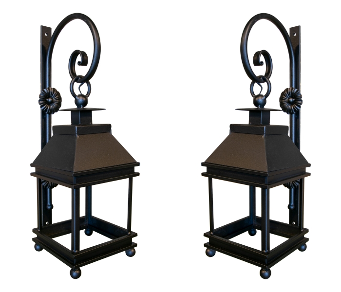 1970s Pair of iron spanish wall lamps