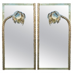Pair of brass wall mirrors...