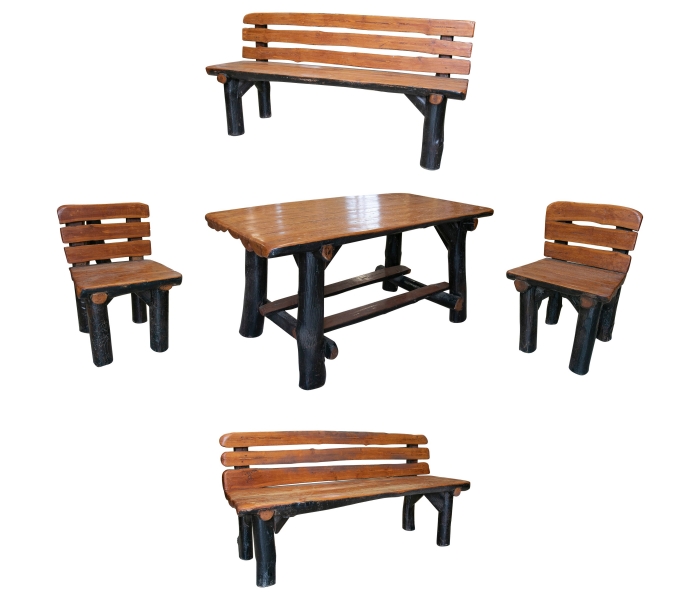 Set of 1970s spanish carved 2-tone...