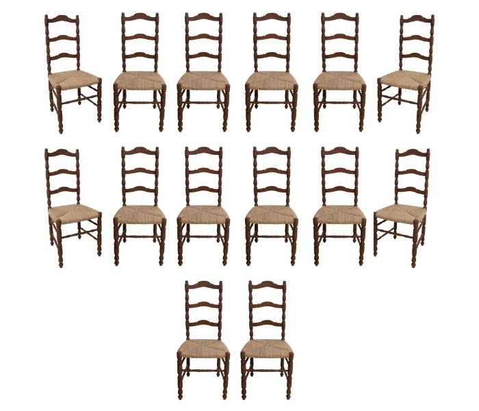1970s Set of fourteen wooden dining...