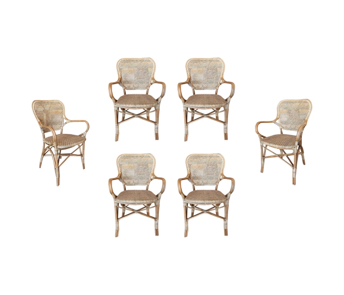 Set of six spanish woven cane &...