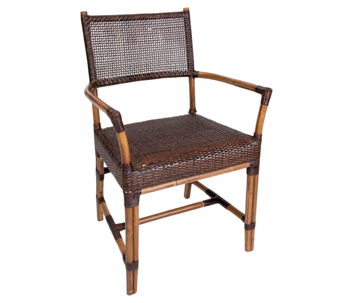 Bamboo and wicker chair with armrests...