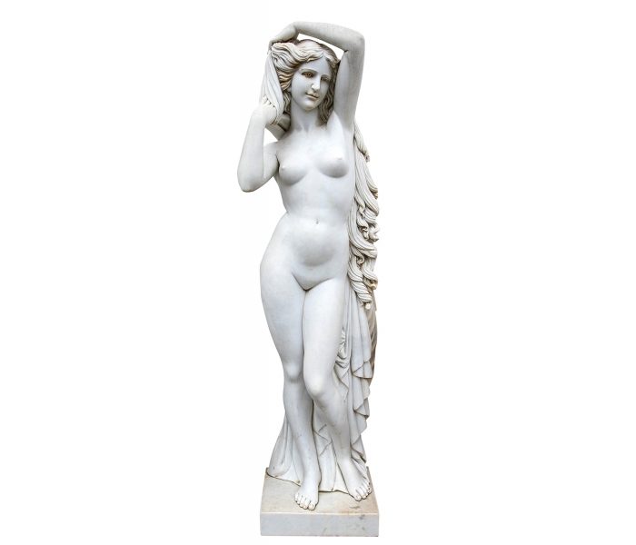 Escultura de dama en mármol blanco...