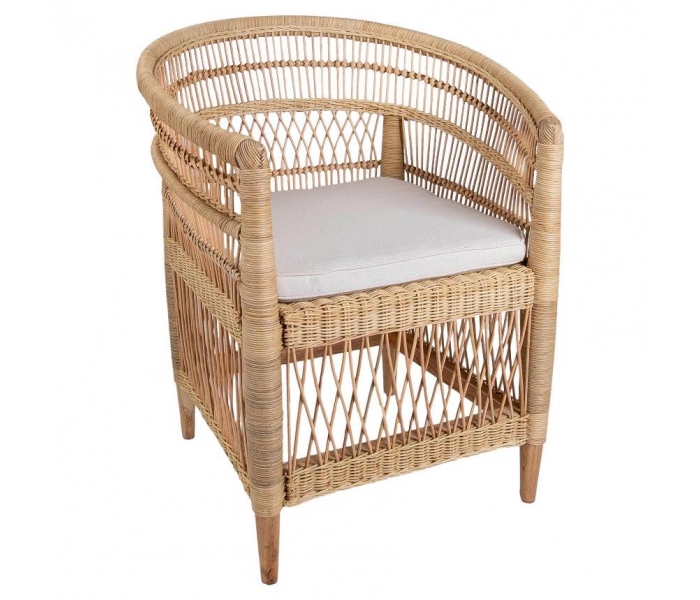 Handmade Rattan and Wooden Armchair