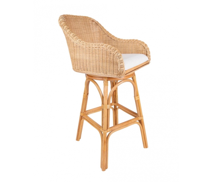 Upholstered Rattan and Wicker Bar...