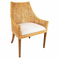 Wicker Chair with Mahogany...