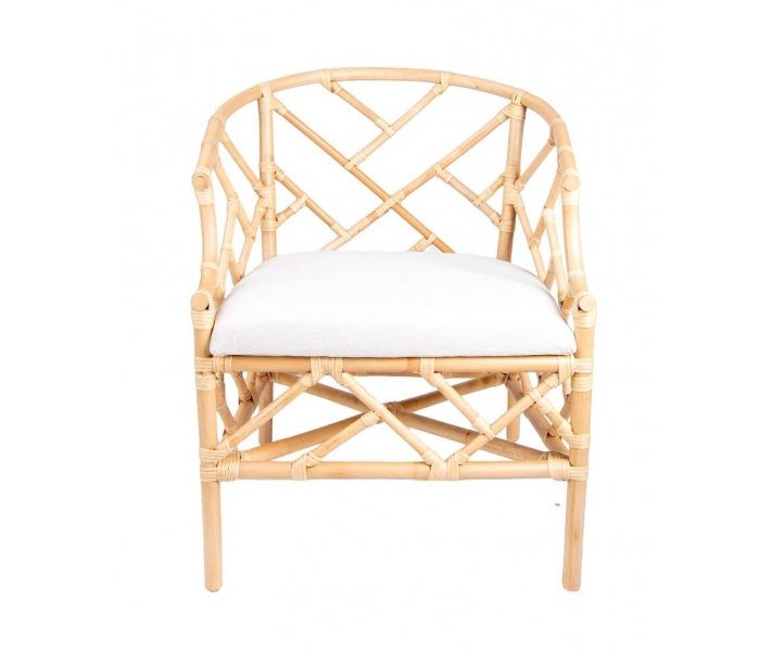 Sillón de ratán y mimbre con cojín...