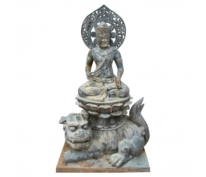 Escultura de bronce de Buda en Lion Fu