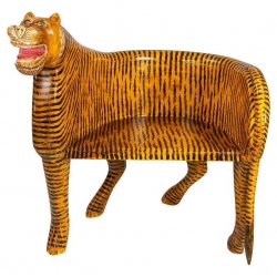 Hand-Painted Wooden Tiger...