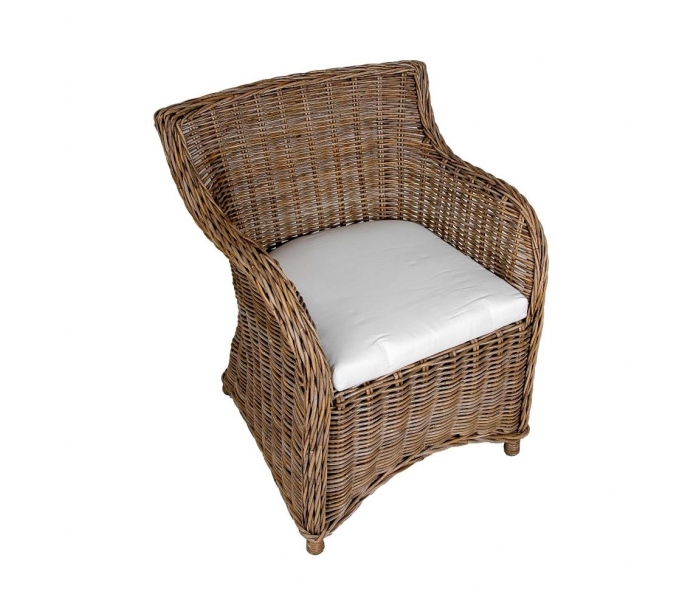 Silla de jardín de ratán con cojín