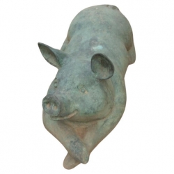 Bronze pig sculpture