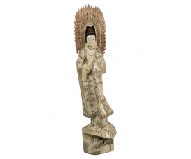 Figura de diosa Kun Yin de pie de hueso tallado oriental