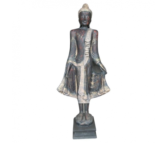 Buddha sculpture in wood carved by hand