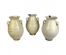 Set of Chinese white vases with handles 
