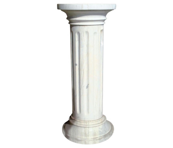 Carrara white marble fluted column...