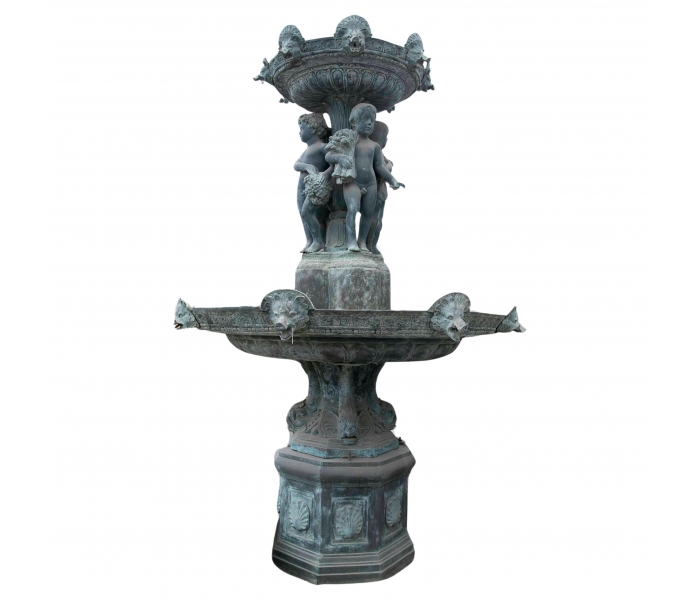 Monumental bronze fountain with four...
