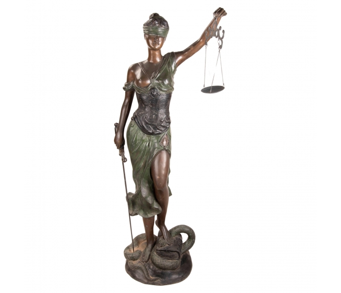 Life-size bronze Justitia statue
