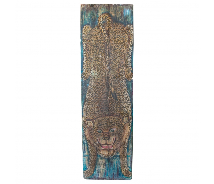 Wooden Board with Hand-Painted Tiger...