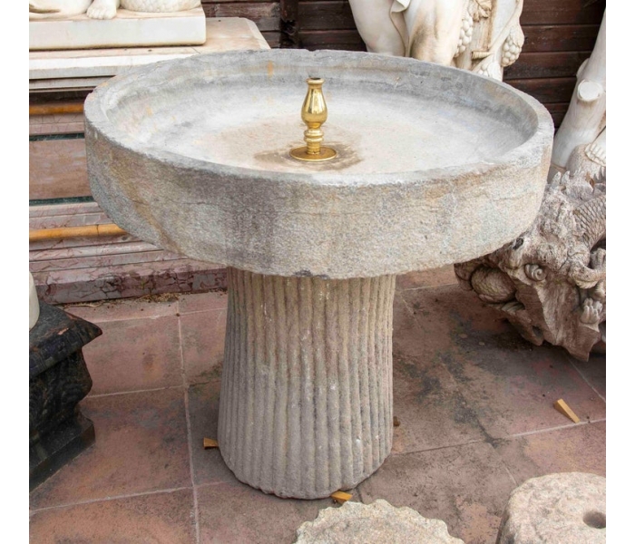 Carved Stone Garden Fountain with...
