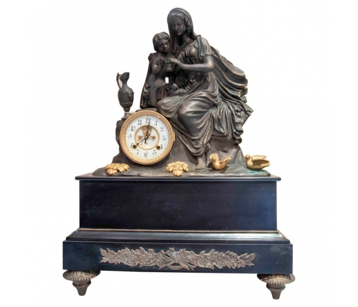 Patinated Bronze French Mantel Clock...