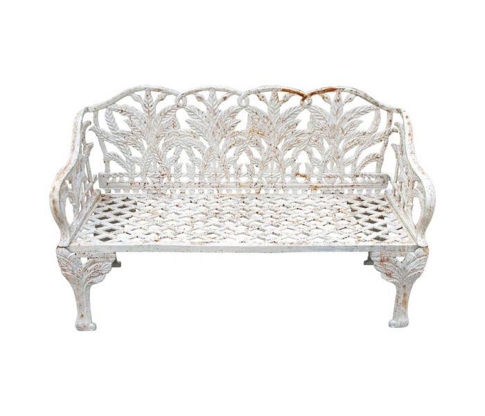 Cast Iron Bench with Carved Leaf...
