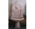 Rosetta pink marble 1-tier wall fountain with lion head mascaron spout